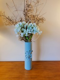 Pretty Aqua Pottery Flower Vase