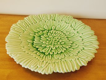 Pottery Barn Green Chrysanthemum 14' Round Pottery Platter