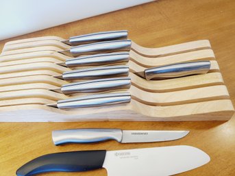 Kitchen Knife Assortment And Block Storage