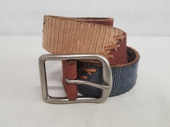 Lucky Brand Southwestern Stitched Pattern Brown Leather Belt