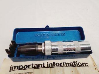 Vintage Brookstone Impact Driver With Bits In Metal Case