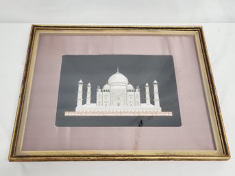 Vintage Silk Hand Embroidered Taj Mahal Framed Wall Art