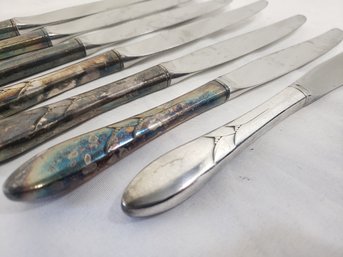 Vintage Victorian Silver Plate And Stainless Steel 9' Dinner Knives Knives