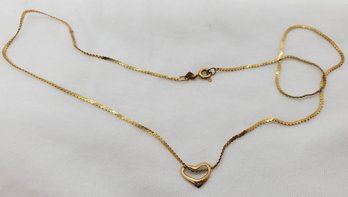 16' Lovely 14k GOLD Italian Chain With 14K Heart Pendant - 2.22 Grams