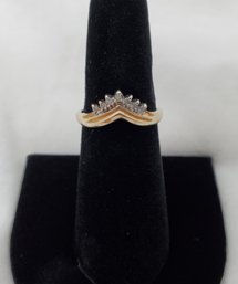 10K GOLD Size 6.5 Ring Accented With 7 Tested Diamonds ~ 1.91 Grams