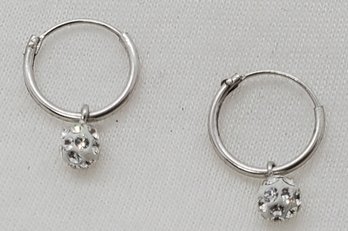 Vintage Sterling Silver Pair Of Petite Sparkling Earrings With CZ's ~ 1/2' ~ 0.67 Grams