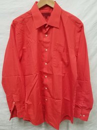 Men's Bergamo New York Orange Red Long Sleeve Button Down Dress Shirt - Size Large