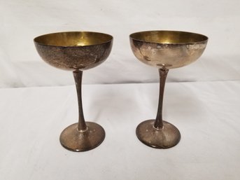 Pair Of Vintage Eales 1779 Italy Silver Plate Wine Champagne Goblets