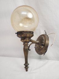 Vintage MCM Virden Lighting Antiqued Brass Finish Interior Wall Mount Light With Globe Shade
