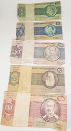 Vintage Brazilian Paper Money Foreign Bill Lot (1 To 100)