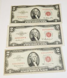 3 -   1953 $2 Dollar Red Seal  Bills