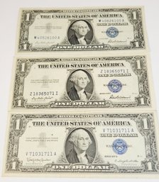 3  - $1 Silver Certificates - 1 1935 (No In God We Trust),  2 - 1957