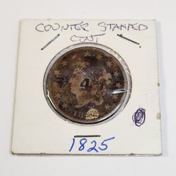 1825 Large Cent With Counter Stamp