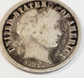 1892 Barber Silver Dime (first Year Of Issue)