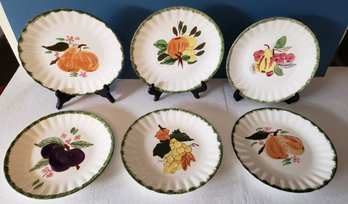 Six Blue Ridge Handpainted From Southern Galleries Fruit Plates
