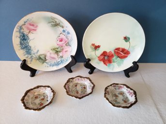 Two Antique 6' Round Austrian China FromRoyal O & EG Plus 3 Small Beautiful Trinket Dishes