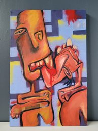 Original B. LOGE Abstract Outsider Oil On Canvas Painting