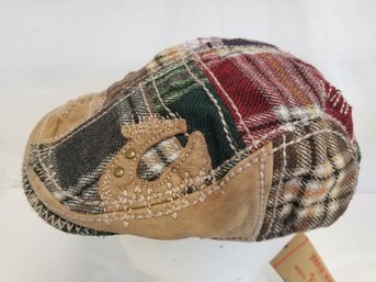 True Religion Plaid Patchwork Newsboy Cap Hat - With Tags