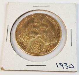 1630-1930 Massachusetts Tercentenary Souvenir Token  / Medal/ Coin Plated Copper