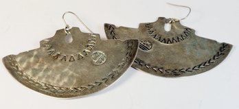 Unique Huge Sterling Silver Antique Native American Earrings