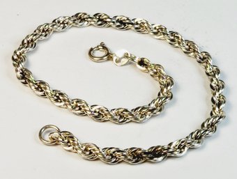 Beautiful Shinny Italian Sterling Silver Spiral Rope Chain Link Bracelet