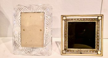 Two Elegant Picture Frames, Waterford Crystal And And Jeweled Rhinestones