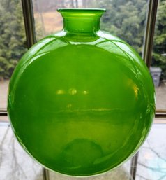 Extra Large Hand Blown  17' Tall,  Electric Green Vintage Glass Vase Goes POP!
