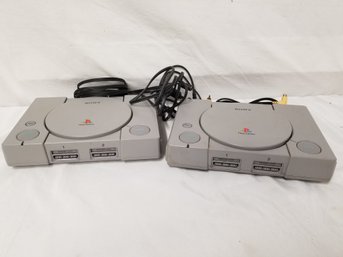 Two Vintage Sony Playstation Original PS1 Gaming Consoles Model SCPH-5501