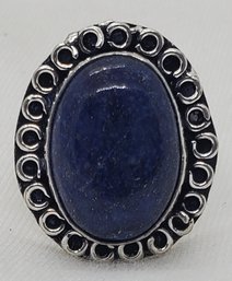 Silver Plated Size 8 Lapis Lazuli Ring ~ 5/8' X 1/2'