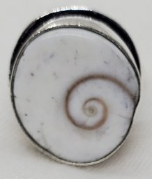 Silver Plated Size 7 Shiva Eye Shell Ring ~ 5/8' Round