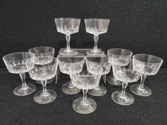 Eleven Vintage Clear Crystal Champagne Stemware Glasses
