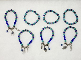 Costume Stretch Bracelet Lot - Turquoise & Cobalt (7)