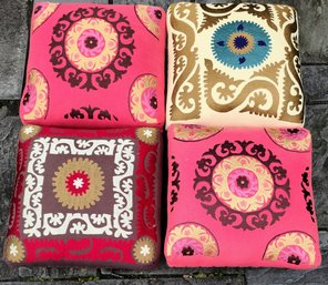 Four Bright Fun Foot Stools From India