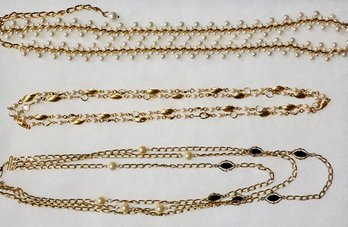 Faux Pearl And Goldtone Necklaces (3)
