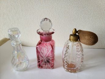 Trio Of Vintage Glass Perfume Bottles