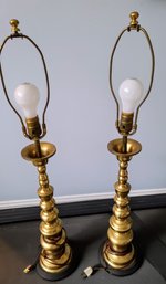 Striking / Classic Style Brass Pair Of Table Lamps