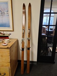 1930's Antique Northland Hickory Ski's With Original Cable Bindings