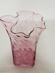 Lovely Pale Pink Ombre Blown Glass Flower Vase