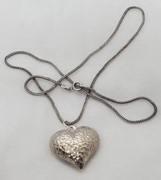 Sterling Silver 16' Chain With Beautiful Heavy Heart Pendant ~ 7.04 Grams
