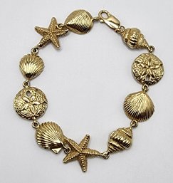 Incredible Vintage 14k Gold Seashell Bracelet