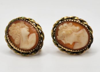 Vintage Cameo Earrings With Screw Backs