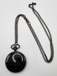 Gunmetal Finish Pocket Watch With White Face