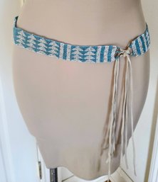 Vintage Native American Beaded Belt With Soft Suede Fringe