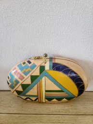 Vintage Hand Painted Designer Hand Bag With Chain Strap