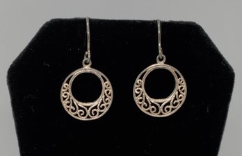 Sterling Silver Stylized Hoop Earrings ~ 1.84 Grams