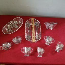 9 Piece Silver Overlay Glass Lot