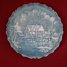 Signed Fenton Winter In The Country Old Grist Mill 1980 Plate