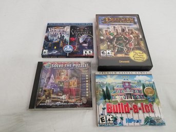 PC Video Games: Defender Of The Crown, Vampire Secrets, Solve The Puzzle & Build A Lot