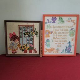 2 Framed Cross Stitch Pictures