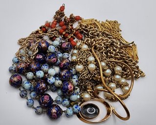 7 Vintage Gold Tone Necklaces